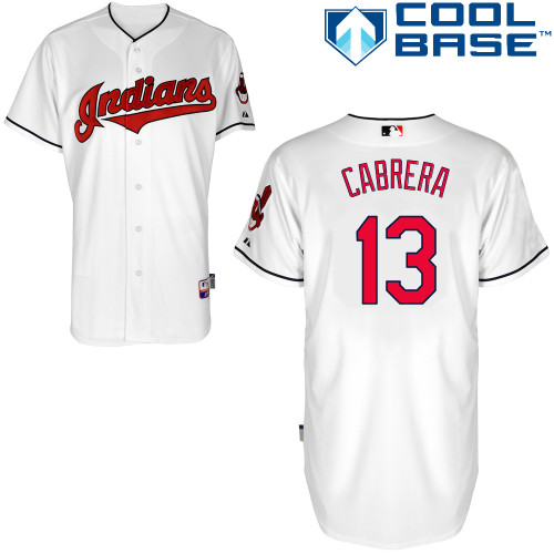 Asdrubal Cabrera #13 MLB Jersey-Cleveland Indians Men's Authentic Home White Cool Base Baseball Jersey